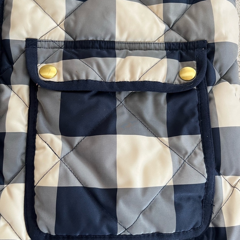 SALE! J.Crew Navy Plaid Quilted Down Feather Vest Women's Size Small - Picture 11 of 15